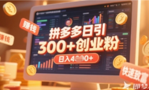拼多多创业引流项目，每天吸引200+付费创业粉，实现日入多张+稳定收益-阿鑫