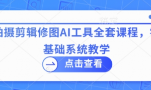 拍摄剪辑修图AI工具全套课程，零基础系 统教学-阿鑫