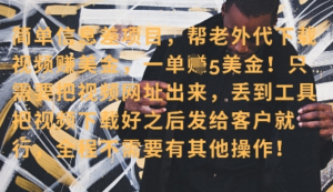 零门槛挣美金，海外视频代下服务，单笔收益40+，小白也能轻松上手-阿鑫