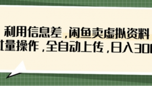 利用信息差，闲鱼卖虚拟资料，批量操作全自动上传，日入3张-阿鑫