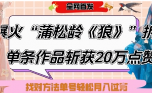 爆火“蒲松龄《狼》“实战拆解，仅6条作品涨粉24W，单条作品收获20W点赞，找对方法轻松起号月入过W-阿鑫