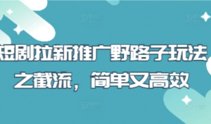 短剧拉新推广野路子玩法之截流，简单又高效-阿鑫