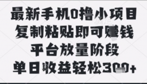 最新手机0撸小项目，复制粘贴即可挣钱平台放量阶段，单日收益轻松3张+【揭秘】-阿鑫