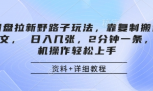 网盘拉新野路子玩法，靠复制搬运图文日入几张，2分钟一条，手机操作轻松上 手-阿鑫