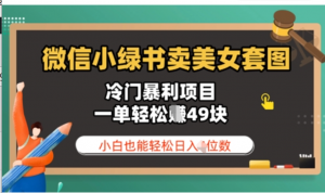 微信小绿书卖美女套图，冷门暴利项目，一单轻松挣49块，小自也能轻松日入3位数-阿鑫