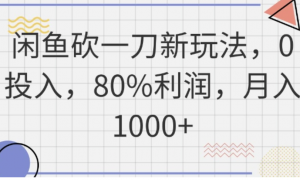 闲鱼砍一刀新玩法，0投入，80%利润，月入1k+-阿鑫