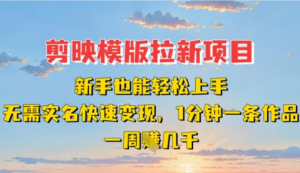 剪映模板拉新项目:新手也能轻松上手，无需实名，快速变现，一分钟一条作品，一周挣几k-阿鑫