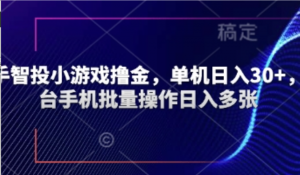快手智投小游戏撸金，单机日入30+，多台 手机批量操作日入多张-阿鑫