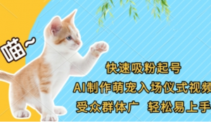 快速吸粉起号，AI制作萌宠入场仪式视频受众群体广，轻松易上手-阿鑫