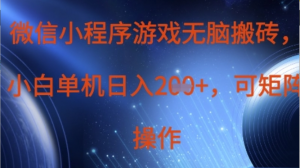 微信小程序游戏无脑搬砖，单设备日入2张十，可矩阵操作-阿鑫