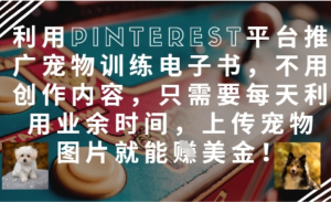 利用Pinterest平台推广宠物训练电子书不用创作内容，只需要每天利用业余时间，上传宠物图片就能挣美金!-阿鑫
