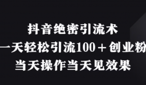 抖音绝密引流术，一天轻松引流100+创业粉，当天操作当天见效果-阿鑫