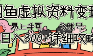 闲鱼虚拟资料变现，小白轻松上手，日入3张+，可多账号矩阵指南攻略-阿鑫