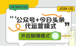 公众号+今日头条双代运营，有账号就行，单日稳定变现5张+【揭秘】-阿鑫