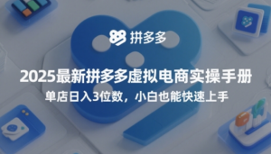 2025最新拼多多虚拟电商实操手册，单店日入3位数，小白也能快速上手【附赠选品工具】-阿鑫