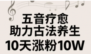 古法五音养生教程，五音疗愈的视频的制作方法，2-4小时就能学会，作者10天涨粉 10W-阿鑫