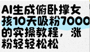AI生成俯卧撑女孩，10天吸粉7000的实操教程，涨粉轻轻松松-阿鑫