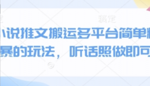 小说推文搬运多平台简单粗暴的玩法，听话 照做即可-阿鑫