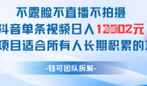 不露脸不直播不拍摄抖音单条视频日入1k+这个项目适合所有人长期积累的项目-阿鑫
