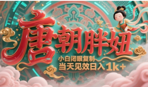 用AI克隆“唐朝胖妞“日更3条，平台疯狂推流，小白闭眼复制，当天见效，日入1k+-阿鑫