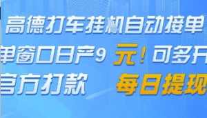 高德地图挂G接单，单窗口日产9元，官方 打款，每日提现【揭秘】-阿鑫