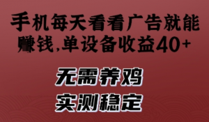 手机每天看看广告就能挣钱，单设备收益40+，无需养鸡，实测稳定【揭秘】-阿鑫