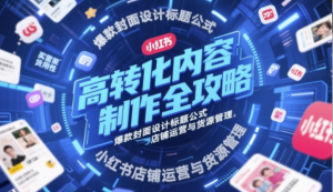 高转化内容制作全攻略,爆款封面设计标题公式,小红书店铺运营与货源管理-阿鑫