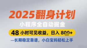 2025翻身计划小程序全自动掘金，48小时可见收益，日入多张+，长期稳定靠谱，小白宝妈轻松上手【揭秘】-阿鑫