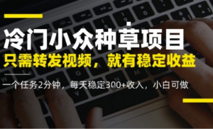 冷门小众种草项目，只需转发视频，每天就有稳定收益，无门槛，每天稳定3张+收入，小白可做-阿鑫