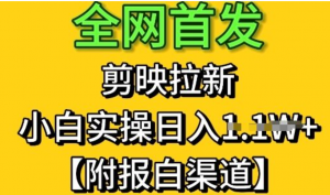 全网首发:剪映拉新，小白实操单日收益1k+【附报白渠道)-阿鑫