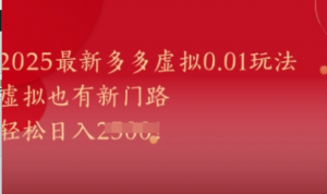 2025最新多多虚拟0.01玩法!虚拟也有新世界，轻松日入1k+-阿鑫