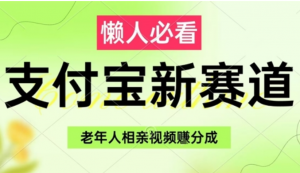 支付宝新赛道，利用老年人相亲视频，挣分成收益，轻松月入过W，操作简单-阿鑫
