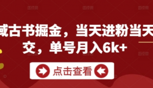 私域古书掘金，当天进粉当天成交，单号月 入6k+-阿鑫
