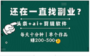 头条全新玩发加持软件搬视频，每天十分钟，单个作品收入200-500左右-阿鑫
