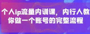 个人ip流量内训课，内行人教你做一个账号的完整流程-阿鑫