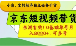 小自宝妈经济独立必备干货，京东短视频带货，亲测有效!0基础单号月入8k+，可多号 【揭秘】-阿鑫