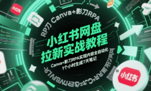 小红书网盘拉新实战教程,Canva+影刀RPA实现内容全自动化,1个小时生成7天笔 记-阿鑫