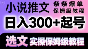 小说推文条条爆单，日入300+起号，选文，实操保姆级教程-阿鑫
