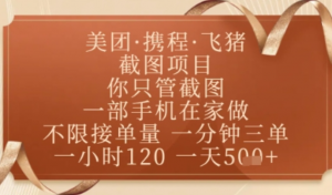 飞猪美团截图项目，你只管截图，一部手机在家做，正规平台无套路，一天5张+【揭秘】-阿鑫