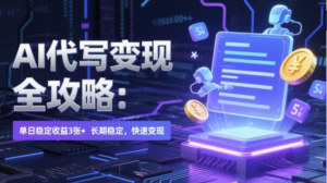 AI代写变现全攻略:单日稳定收益 3张+长期稳定，快速变现【揭秘-阿鑫
