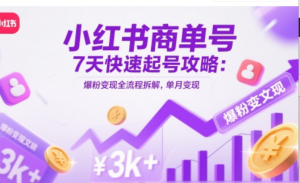 小红书商单号7天快速起号攻略:爆粉变现全流程拆解，单月变现3k+-阿鑫
