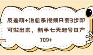 反差萌+治愈系视频只要3步即可做出来新手七天起号日产7张-阿鑫