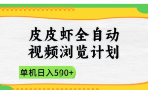 2025皮皮虾全自动视频测览计划，单机 入5张+新手小白直接开干【揭秘)-阿鑫