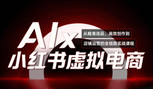 单号月收3w+,小红书低成本搞钱课《AI×小红书虚拟电商》全套-阿鑫