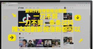 最新抖音搜索搬运教程，一刀不剪，条条过抖，推文短剧影视涨粉都可以-阿鑫