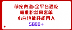 萌宠赛道,全平台通吃,精准粉丝高客单,小白也能轻松月入5k-阿鑫