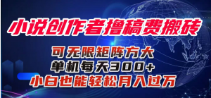 小说创作者撸稿费搬砖玩法,单机每天300+小白也能轻松月入过万的保姆级…-阿鑫